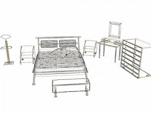 bedroom set assisi 3D Model