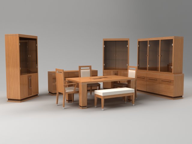 dining room set sttropez 3D Model .c4d .max .obj .3ds .fbx .stl .blend 