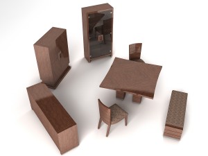 living room furniture set 02 3D-Modell