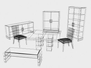 living room furniture set 02 3D-Modell
