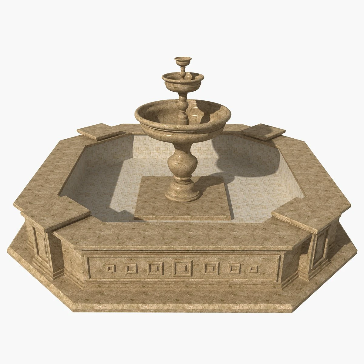 fountain 07 3D Model .c4d .max .obj .3ds .fbx .stl .blend 