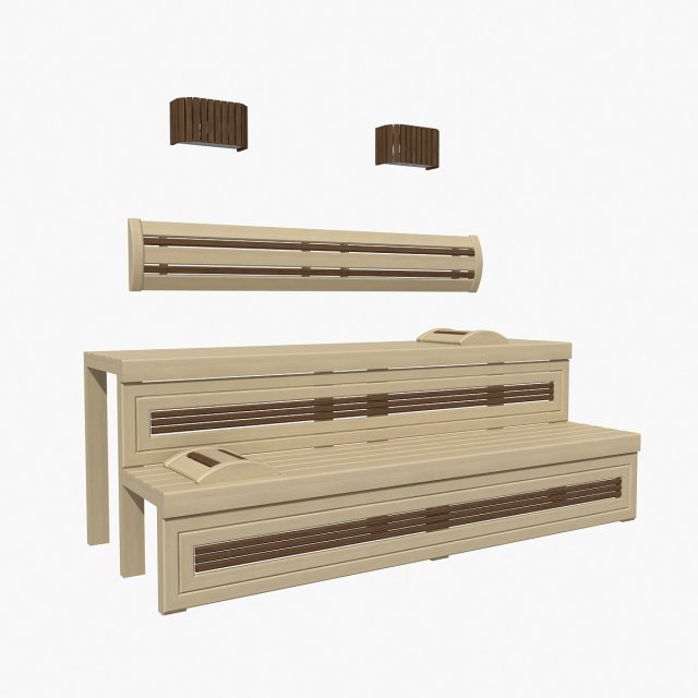 sauna bench 01 3D-Modell .c4d .max .obj .3ds .fbx .stl .blend 