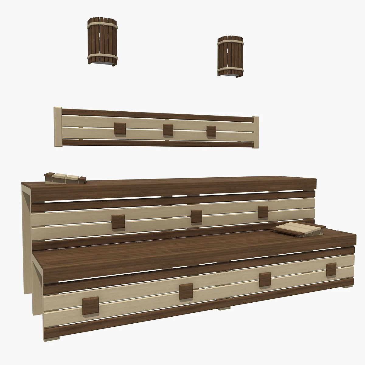 sauna bench 02 3D Model .c4d .max .obj .3ds .fbx .stl .blend 