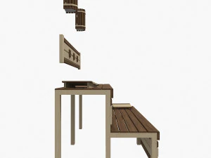 sauna bench 02 3D Model