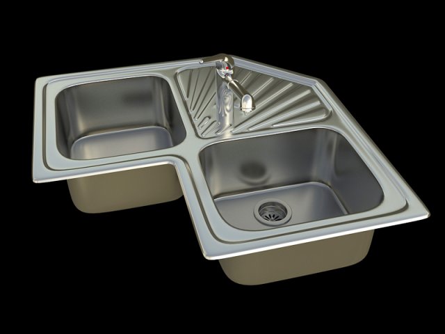 kitchen sink angular 2b 3D Модель .c4d .max .obj .3ds .fbx .stl .blend 