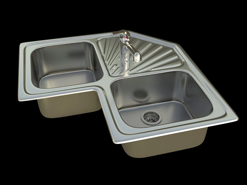 kitchen sink angular 2b 3D Model .c4d .max .obj .3ds .fbx .stl .blend
