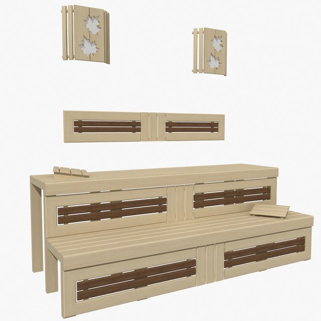 sauna bench 03 3D मॉडल .c4d .max .obj .3ds .fbx .stl .blend 