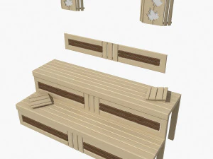 лавка для сауни 03 3D Модель