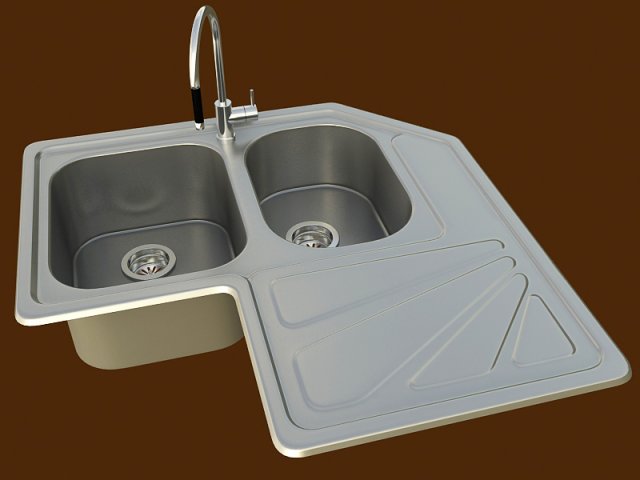 kitchen sinkfoster corner 3D मॉडल .c4d .max .obj .3ds .fbx .stl .blend 