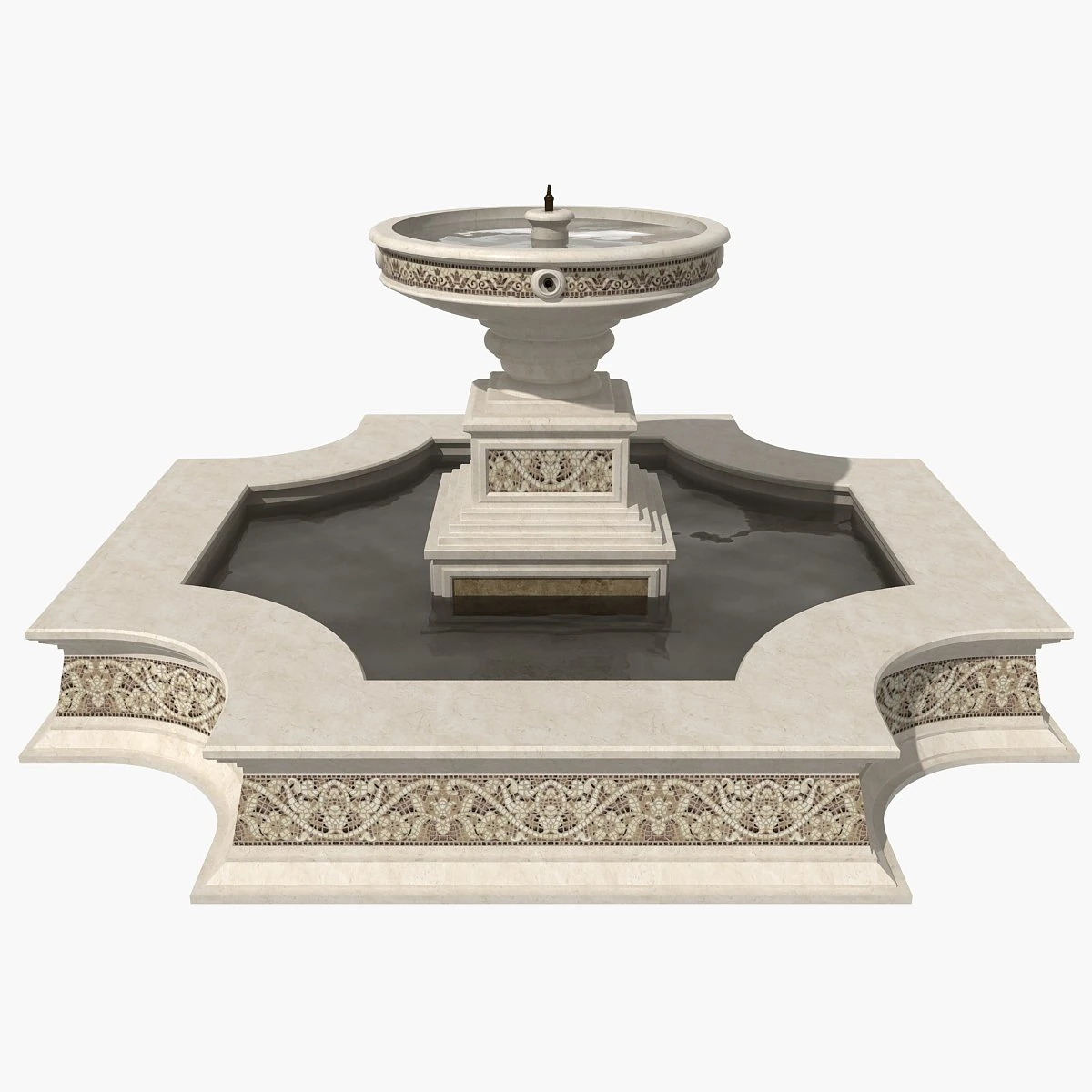fountain 12 3D Model .c4d .max .obj .3ds .fbx .stl .blend 