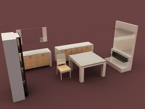 dining room set diamond Model 3D