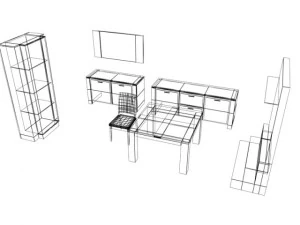 dining room set diamond 3D Model