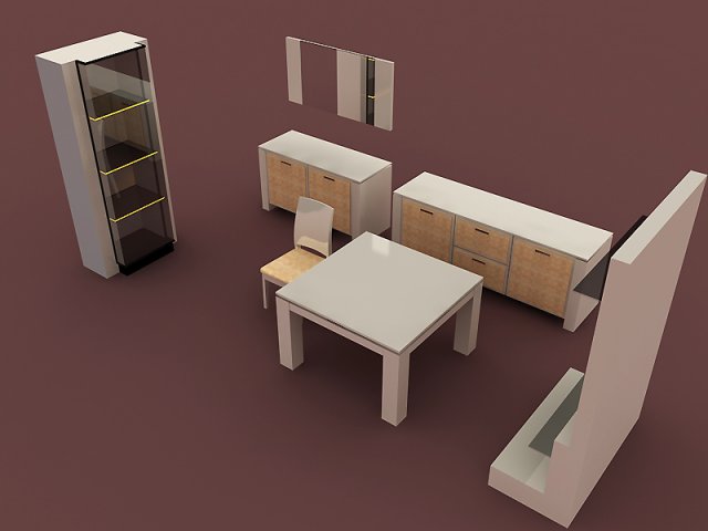 dining room set diamond Model 3D .c4d .max .obj .3ds .fbx .stl .blend
