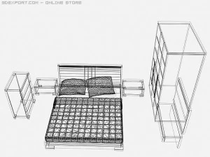 bedroom set imola 3D Model