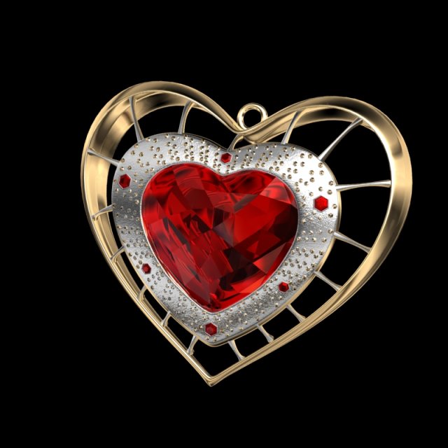 gold pendant heart 3D Model .c4d .max .obj .3ds .fbx .stl .blend 