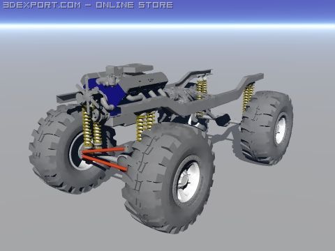 4x4 chassis 3D Model .c4d .max .obj .3ds .fbx .stl .blend 