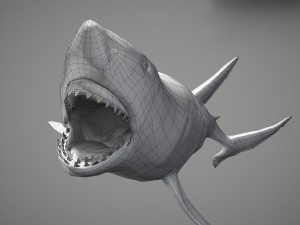 Animated great white shark 3D-Modell