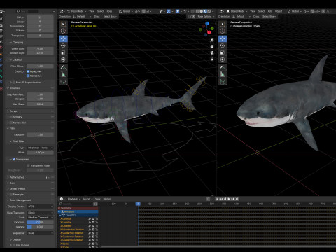 Animated great white shark 3D-Modell