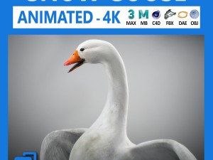 animated snow goose 3D Model