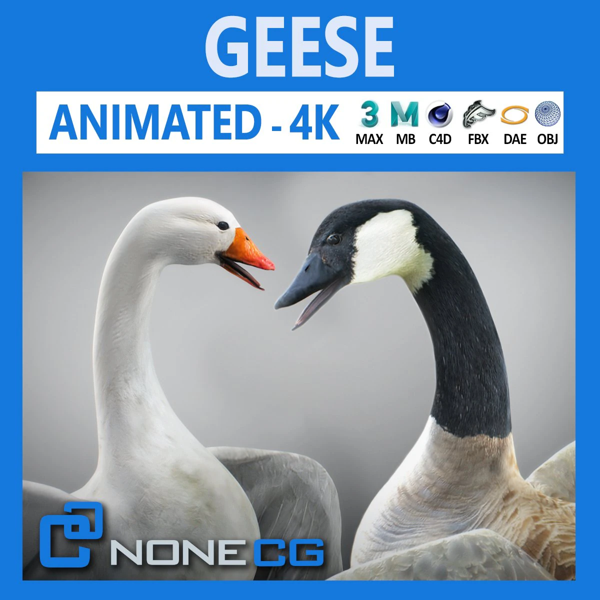 Animated geese 3D Model .c4d .max .obj .3ds .fbx .stl .blend 
