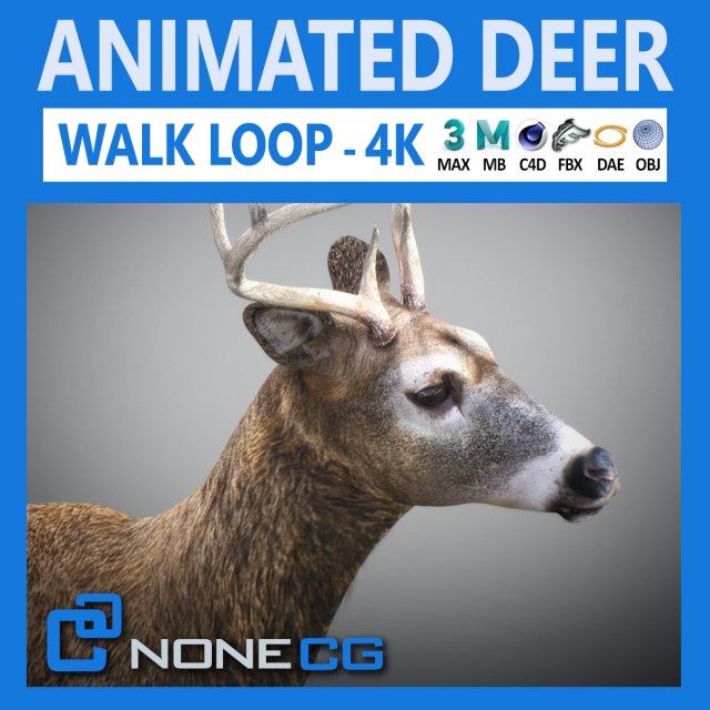 animated deer 3D 모델 .c4d .max .obj .3ds .fbx .stl .blend 