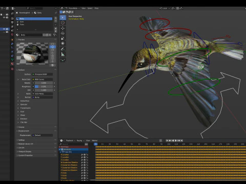 Beija-flor animado Modelo 3D