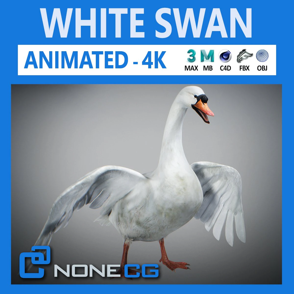 Animated swan 3D Model .c4d .max .obj .3ds .fbx .stl .blend 