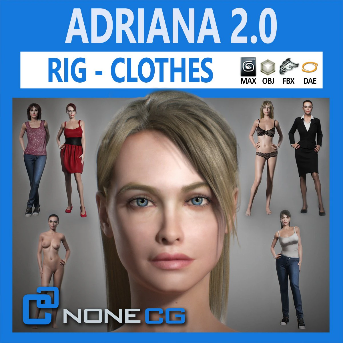 Adriana v2 3D Model .c4d .max .obj .3ds .fbx .stl .blend 