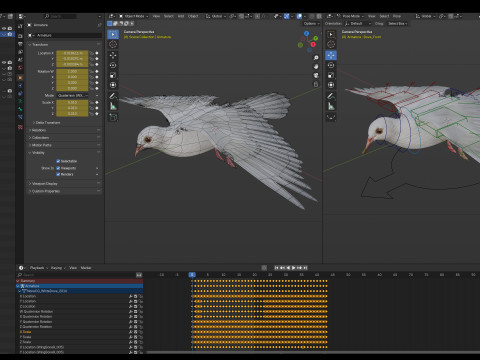 White dove animated 3D Model