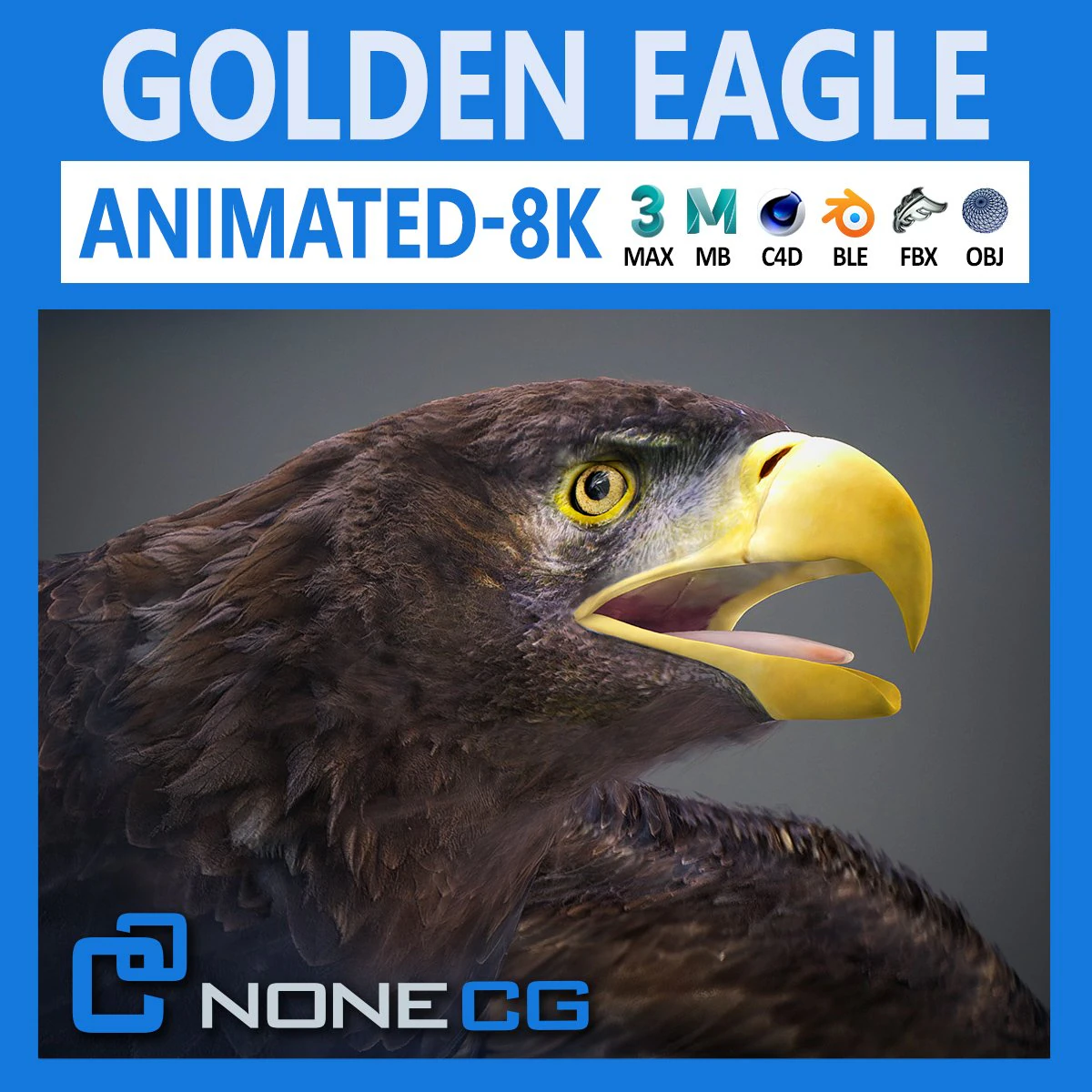 Animated Golden Eagle v2 3D Model .c4d .max .obj .3ds .fbx .stl .blend 