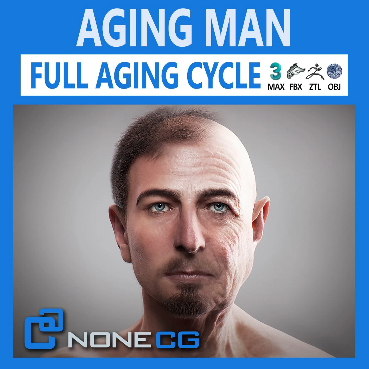 Aging man 3D Model .c4d .max .obj .3ds .fbx .stl .blend 