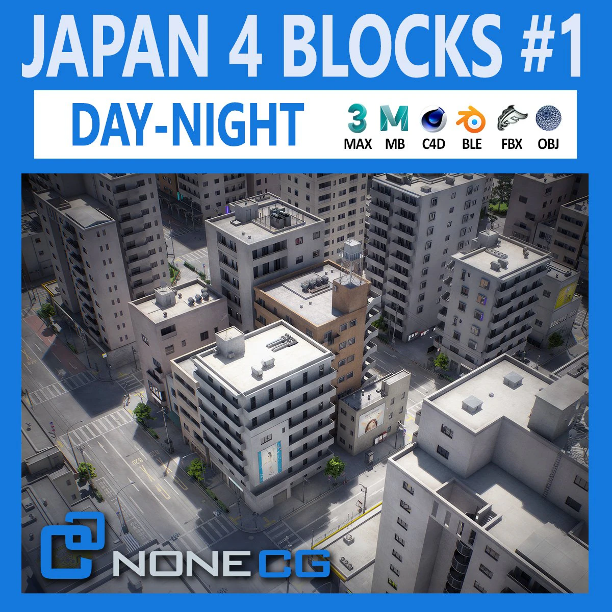 Japan - 4 blocks 1 3D Model .c4d .max .obj .3ds .fbx .stl .blend 