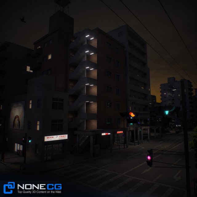 Japan - 4 blocks 1 3D Model in Cityscapes 3DExport