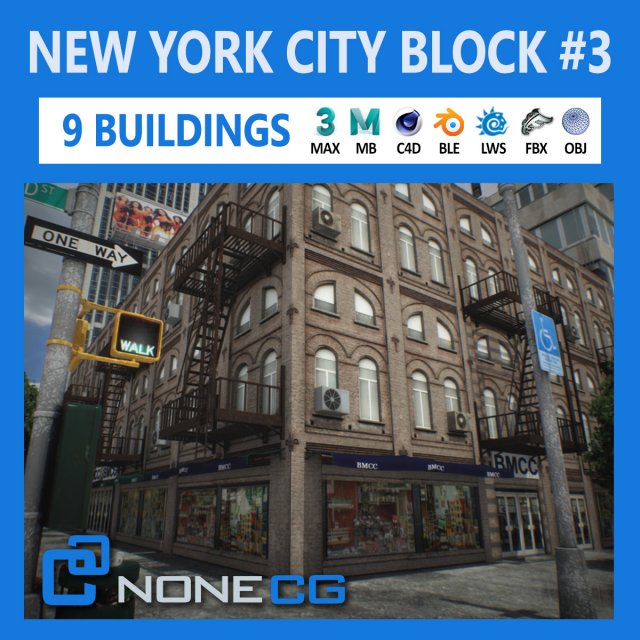 nyc block 3 v2 3D Модель .c4d .max .obj .3ds .fbx .stl .blend 