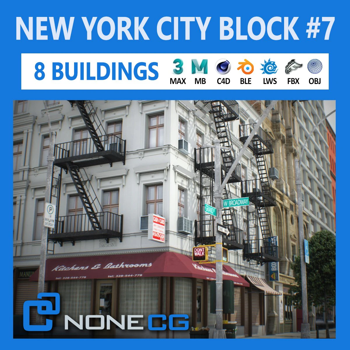 Nyc block 7 v2 3D Model .c4d .max .obj .3ds .fbx .stl .blend 