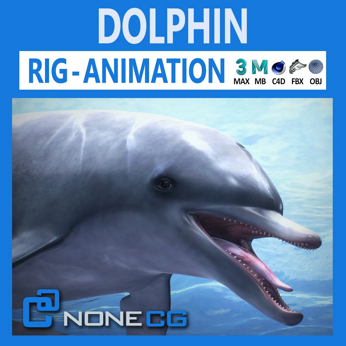Animated bottlenose dolphin 3D Model .c4d .max .obj .3ds .fbx .stl .blend 