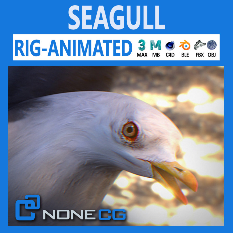 Animated seagull Modello 3D .c4d .max .obj .3ds .fbx .stl .blend 