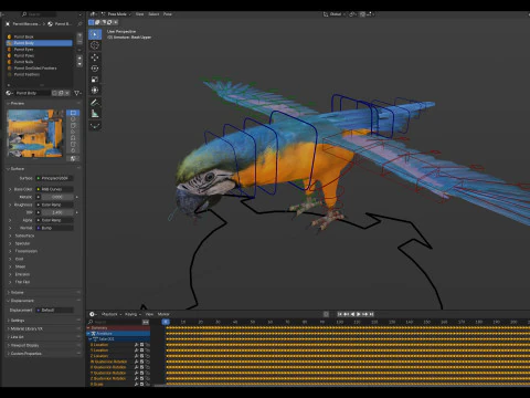 Blue parrot animated 3D Model