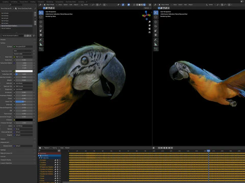 Blue parrot animated 3D Model