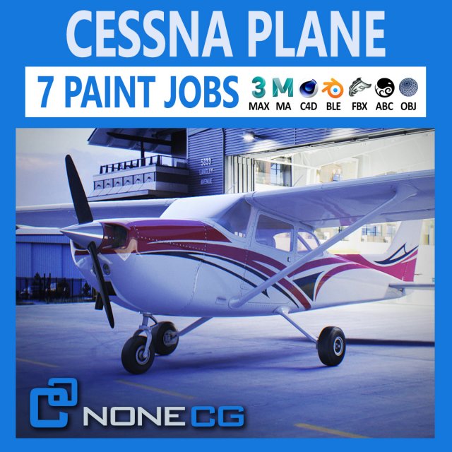 Cessna Plane Model 3D .c4d .max .obj .3ds .fbx .stl .blend 