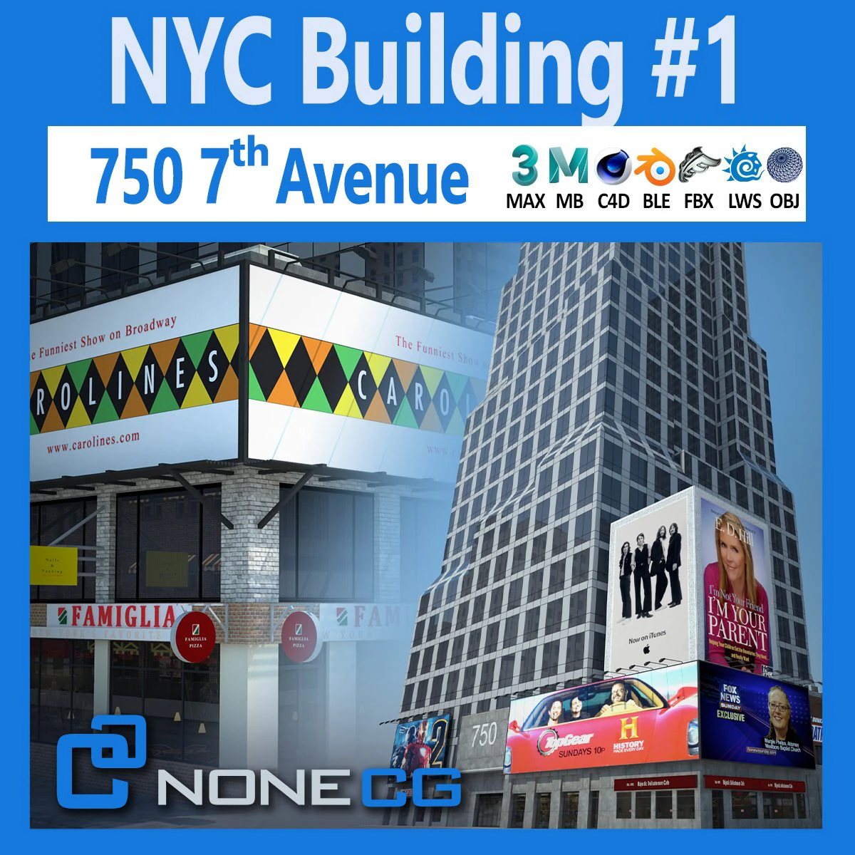 7th Avenue 750 Building 3D Model .c4d .max .obj .3ds .fbx .stl .blend 