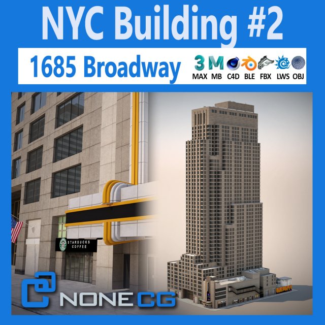 1685 Broadway Theater Building 3Dモデル .c4d .max .obj .3ds .fbx .stl .blend 