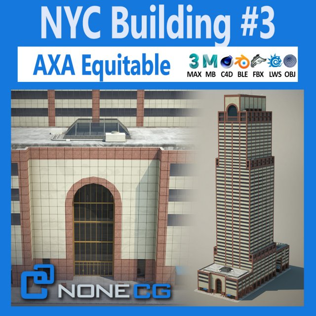 AXA Equitable Center Building 3D Модель .c4d .max .obj .3ds .fbx .stl .blend 