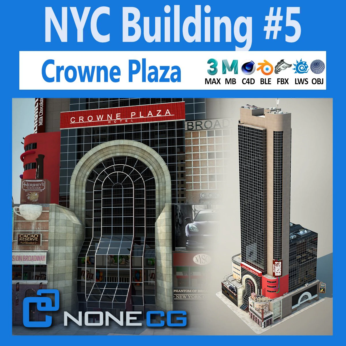 Crowne Plaza Building 3D Model .c4d .max .obj .3ds .fbx .stl .blend 