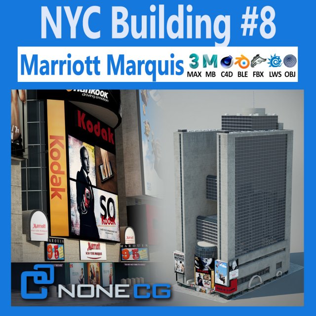Marriott Marquis Building Modèle 3D .c4d .max .obj .3ds .fbx .stl .blend 