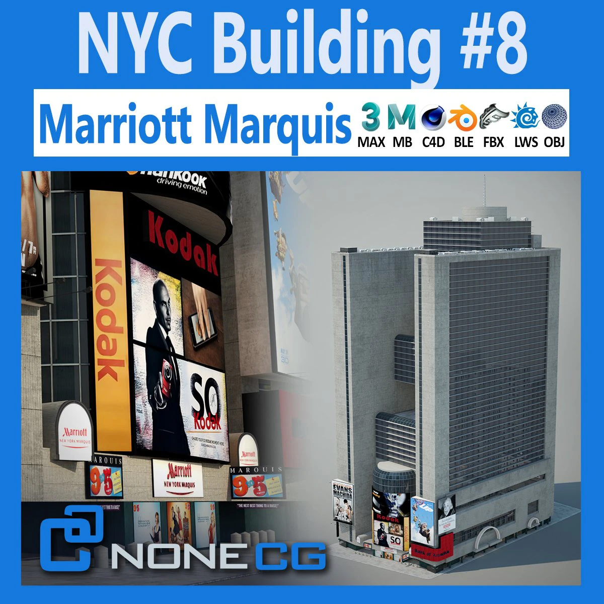 Marriott Marquis Building 3D Model .c4d .max .obj .3ds .fbx .stl .blend 