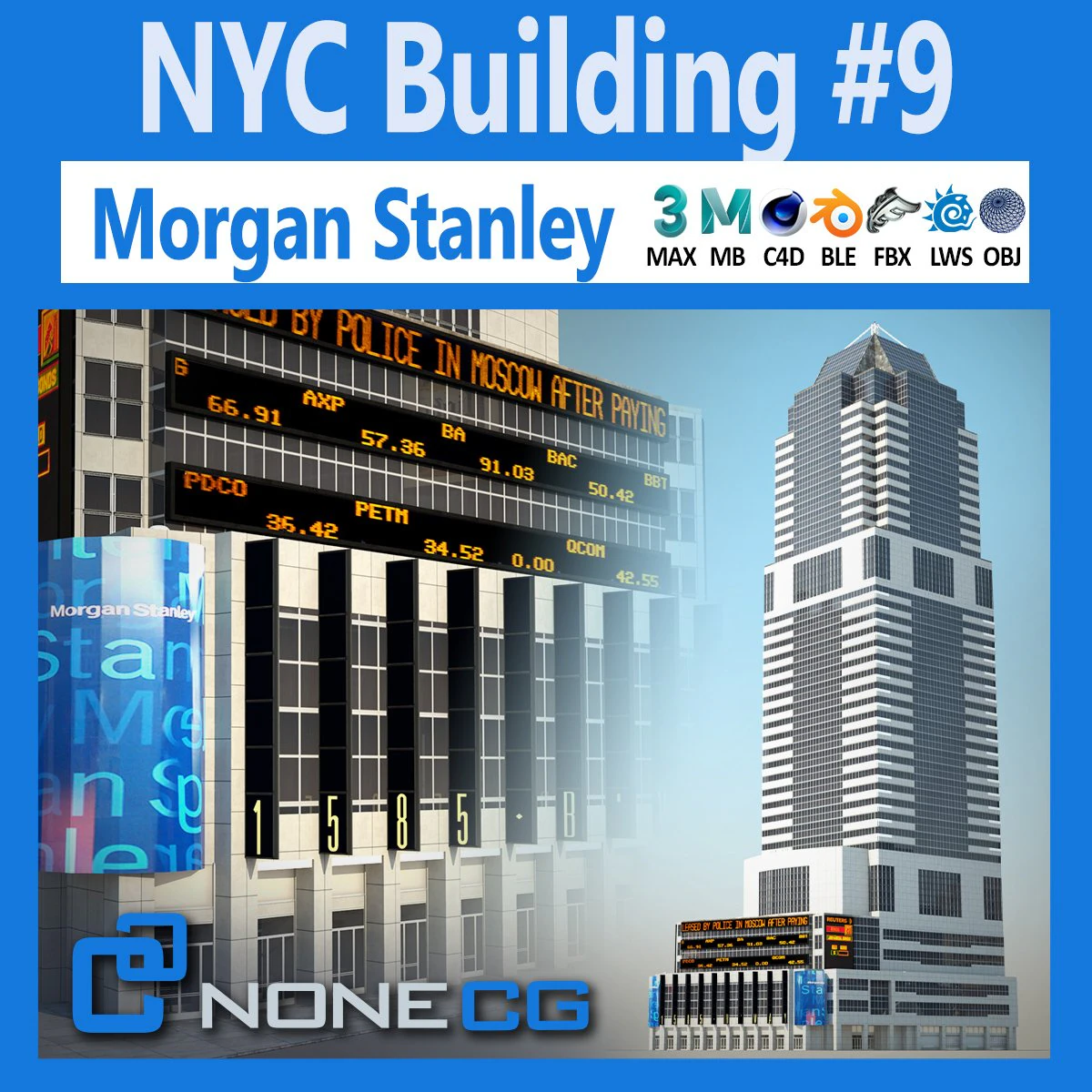 Morgan Stanley Building 3D Model .c4d .max .obj .3ds .fbx .stl .blend 
