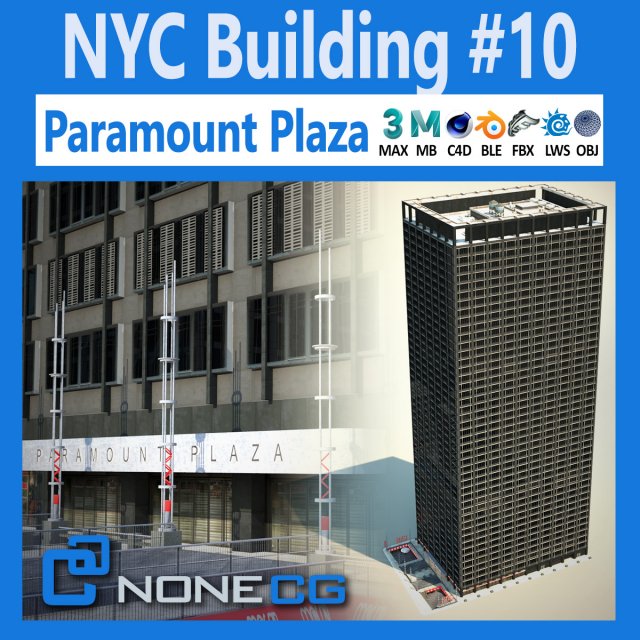 Paramount Plaza Building 3D Model .c4d .max .obj .3ds .fbx .stl .blend 