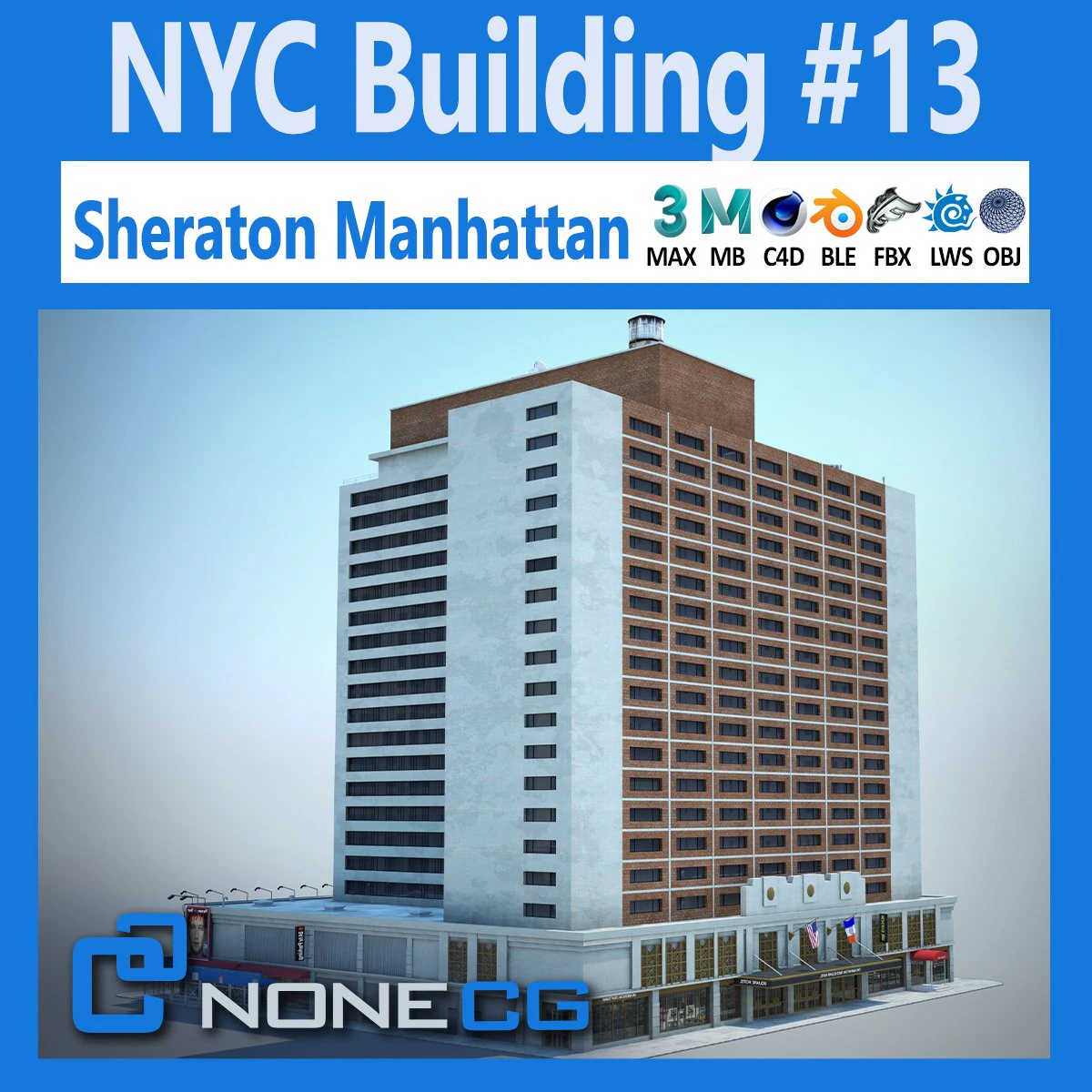 Sheraton Manhattan-Geb&auml;ude 3D Modell .c4d .max .obj .3ds .fbx .stl .blend 