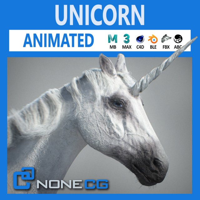 Animated Unicorn 3D 模型 .c4d .max .obj .3ds .fbx .stl .blend 